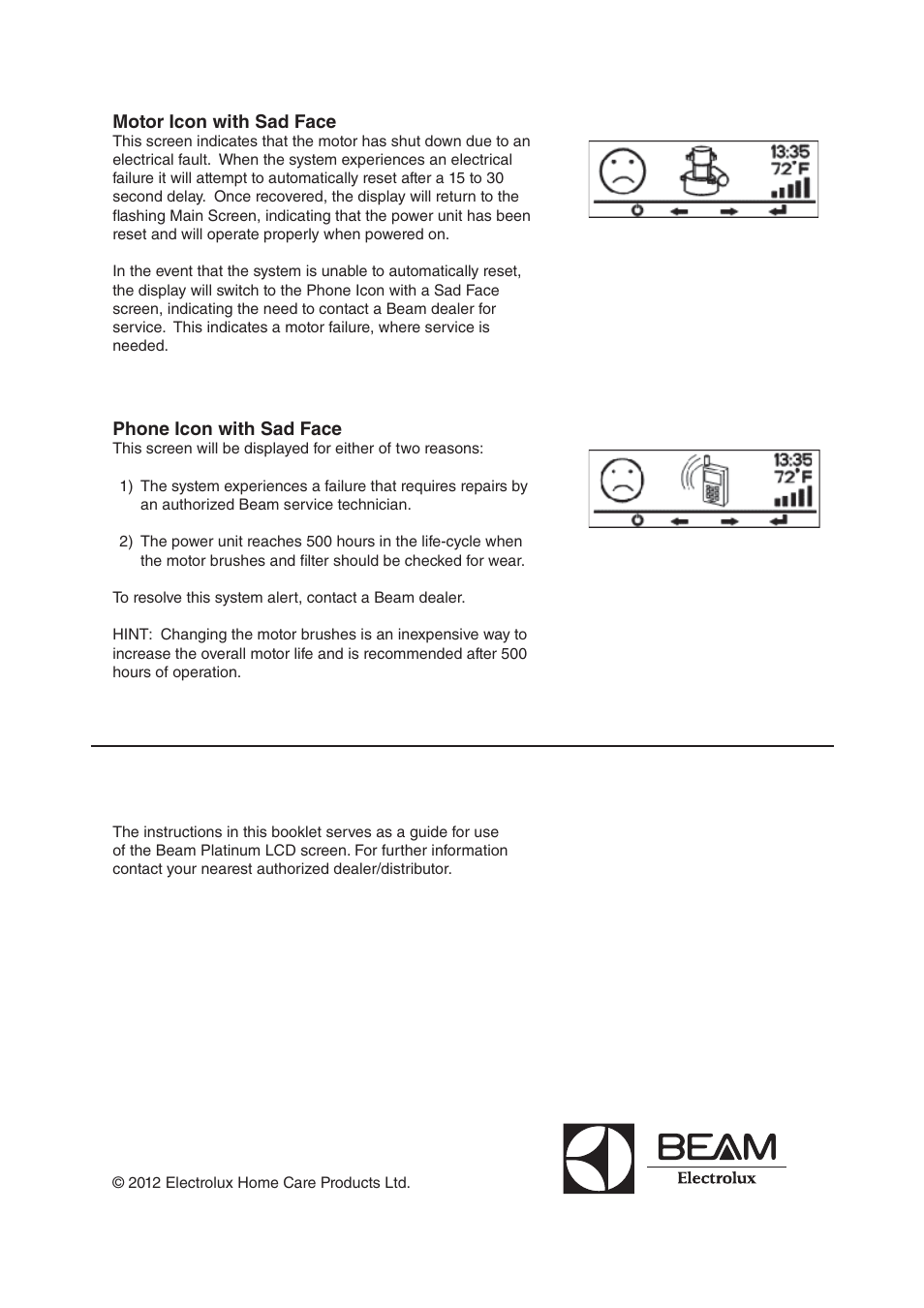 Beam Electrolux Platinum LCD User Manual | Page 4 / 4