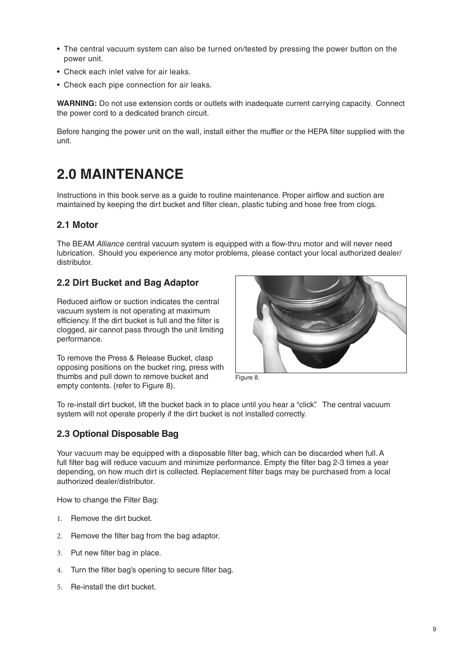 0 maintenance | Beam Electrolux Alliance V.2 User Manual | Page 9 / 16