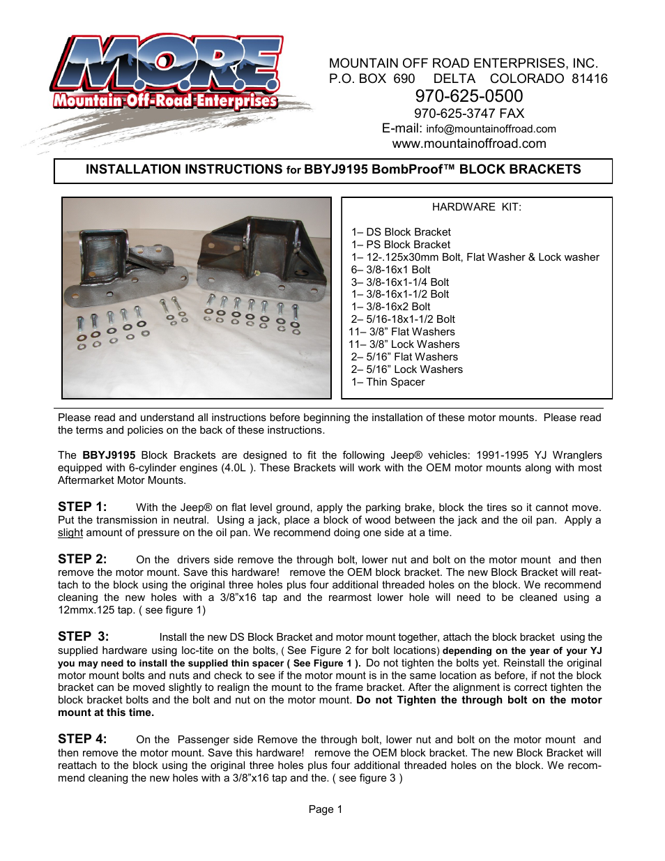 Mountain Off Road BBYJ9195 User Manual | 3 pages