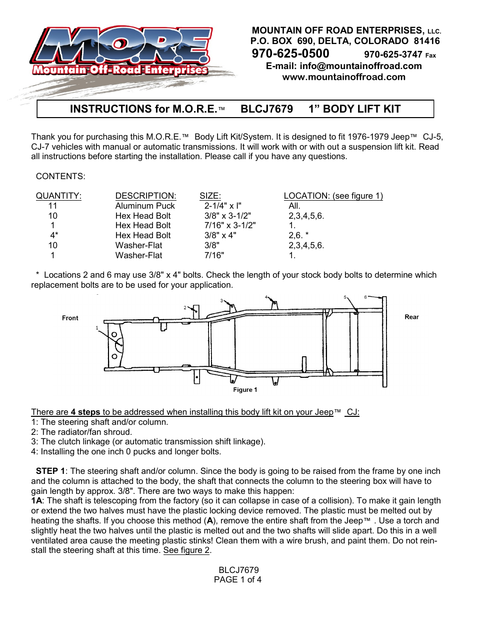 Mountain Off Road BLCJ7679 User Manual | 4 pages