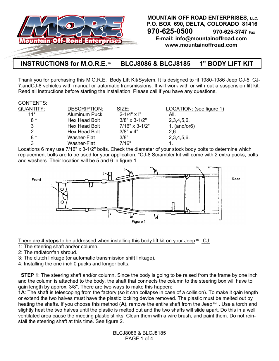 Mountain Off Road BLCJ8185 User Manual | 4 pages