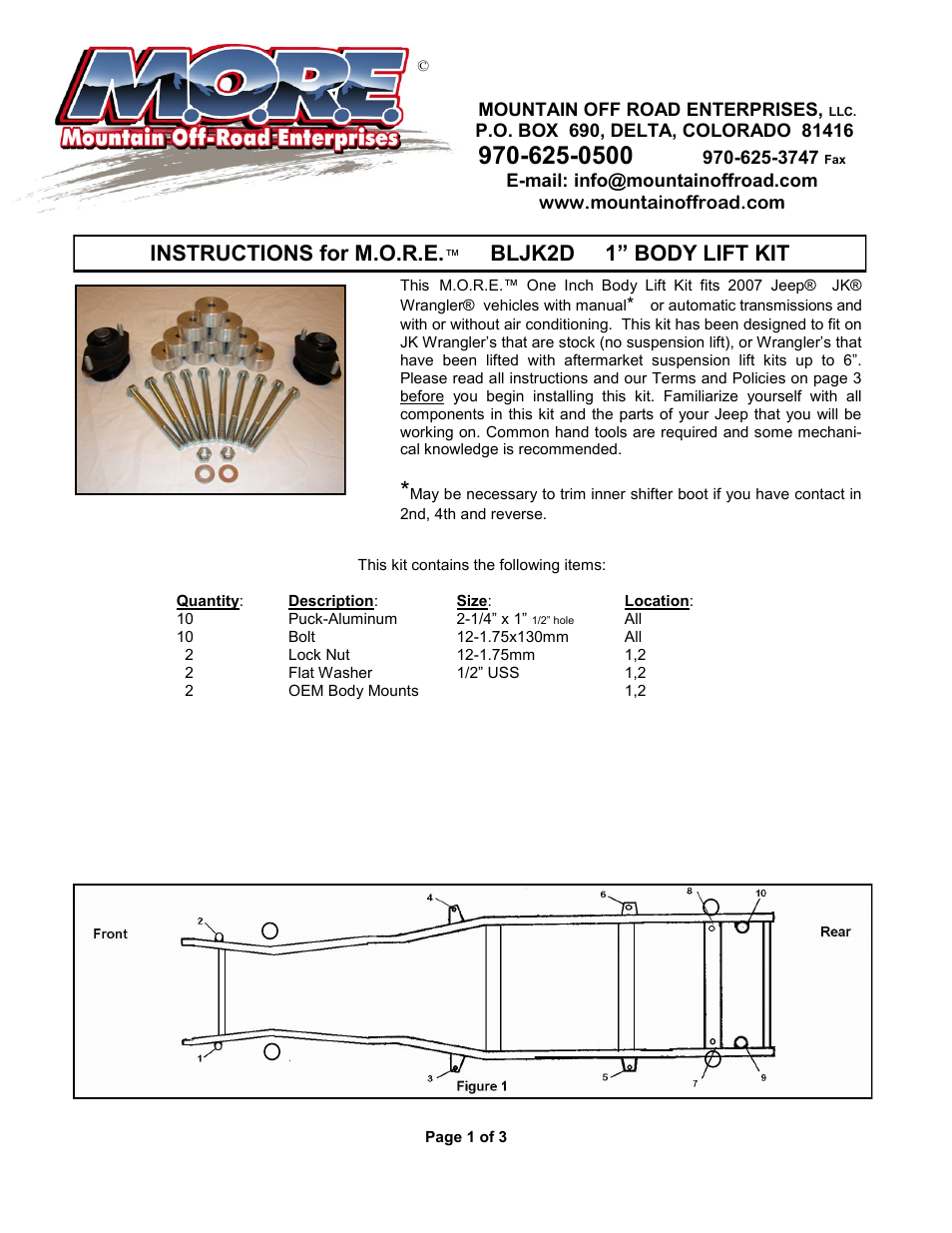 Mountain Off Road BLJK072D User Manual | 3 pages