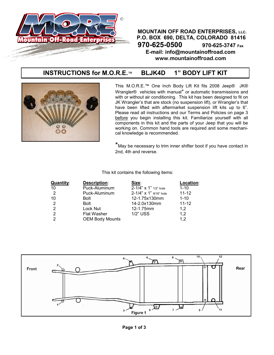 Mountain Off Road BLJK084D User Manual | 3 pages
