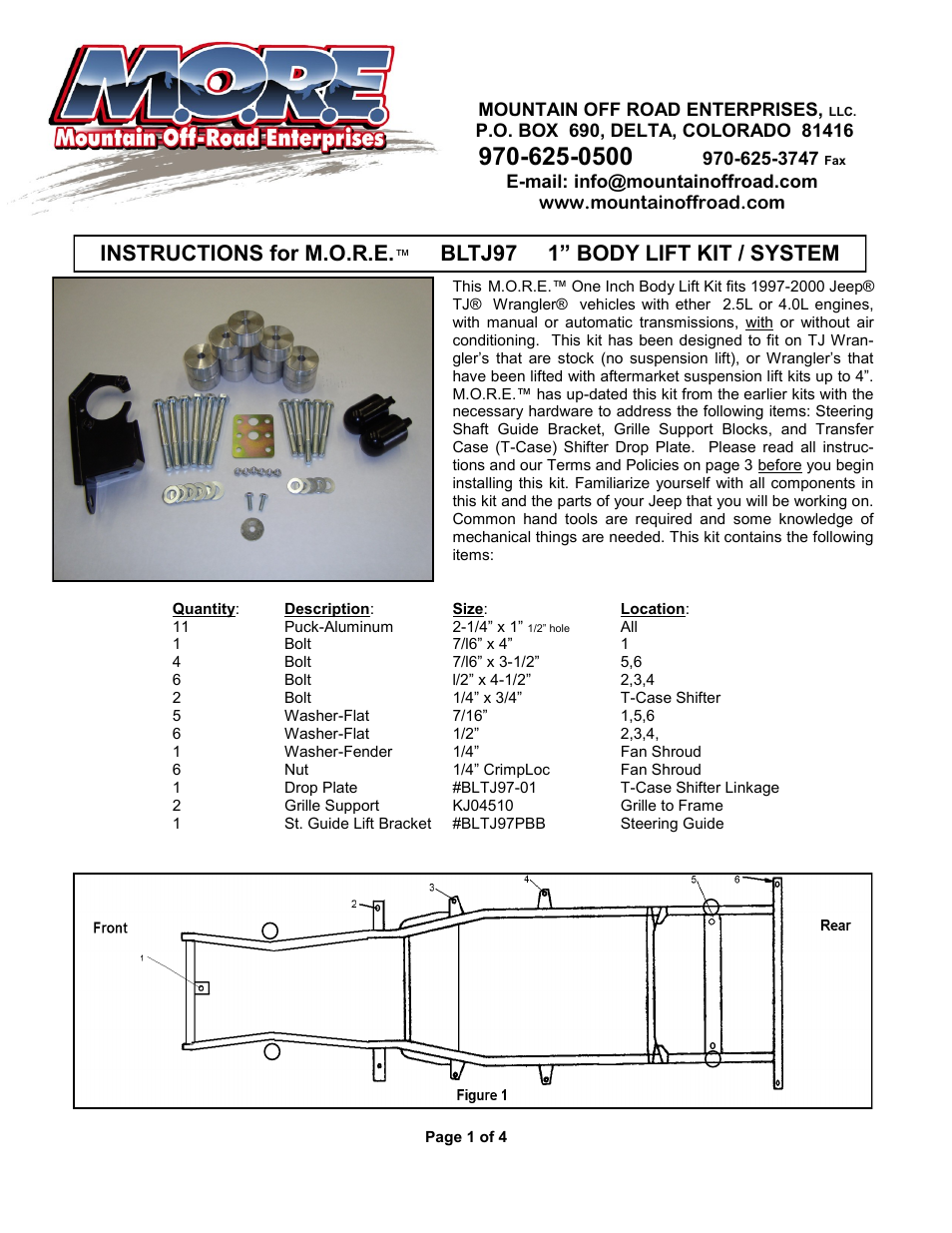 Mountain Off Road BLTJ97 User Manual | 4 pages