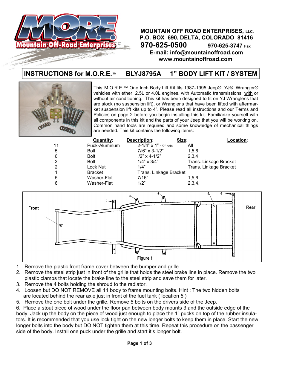 Mountain Off Road BLYJ8795A User Manual | 3 pages