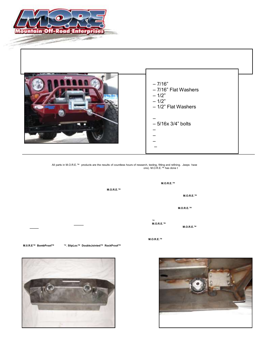 Mountain Off Road JFB500 User Manual | 3 pages