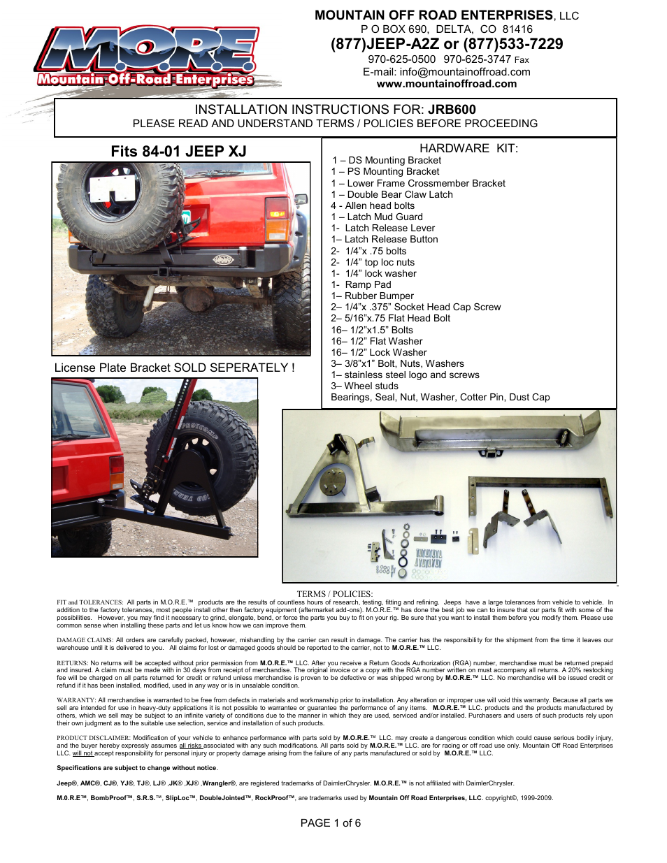 Mountain Off Road JRB600 User Manual | 6 pages