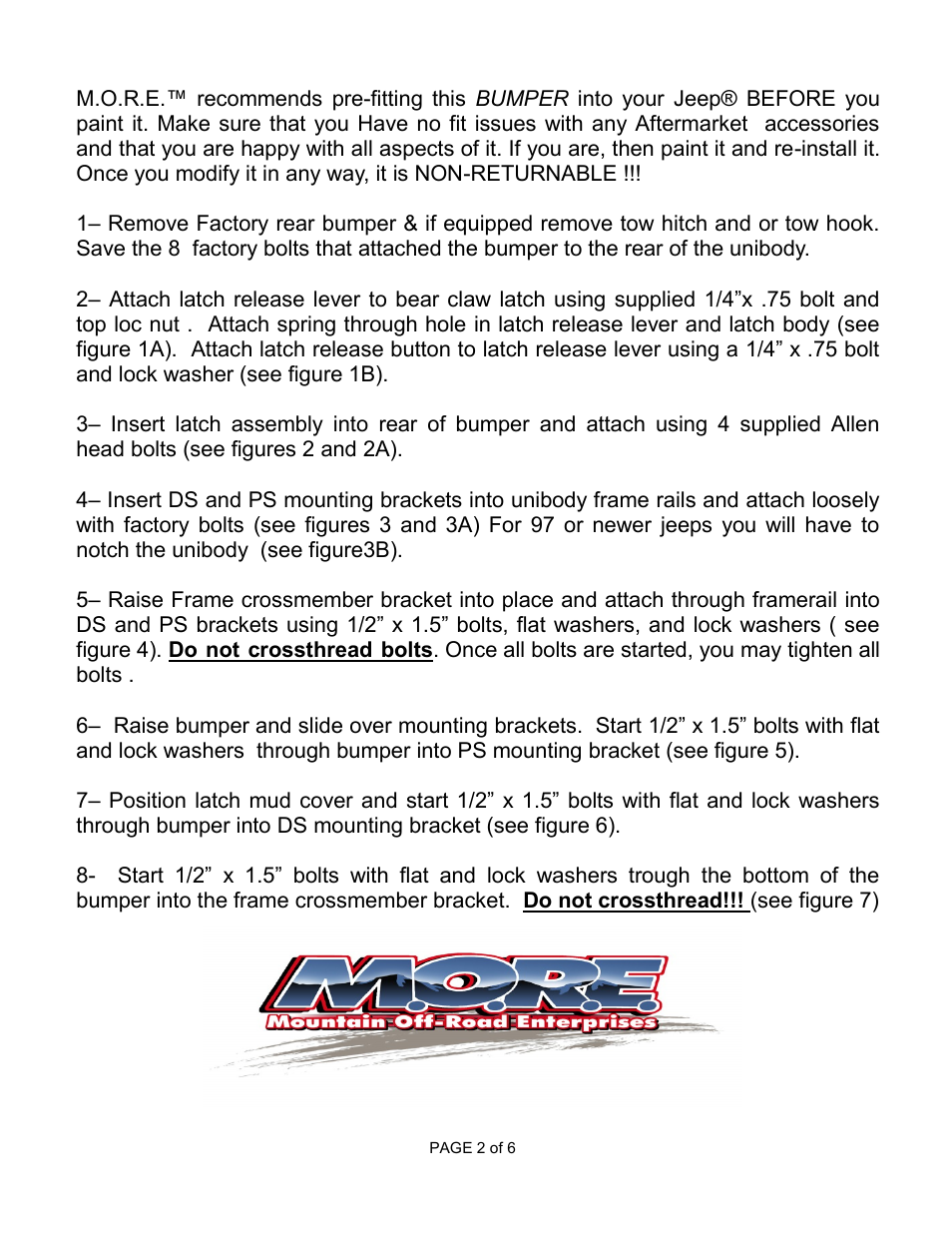 Mountain Off Road JRB600 User Manual | Page 2 / 6