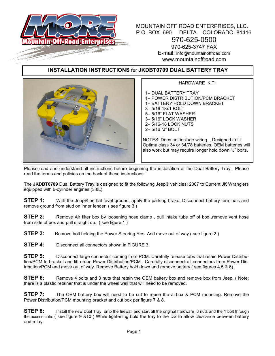 Mountain Off Road JKDBT0709 User Manual | 6 pages