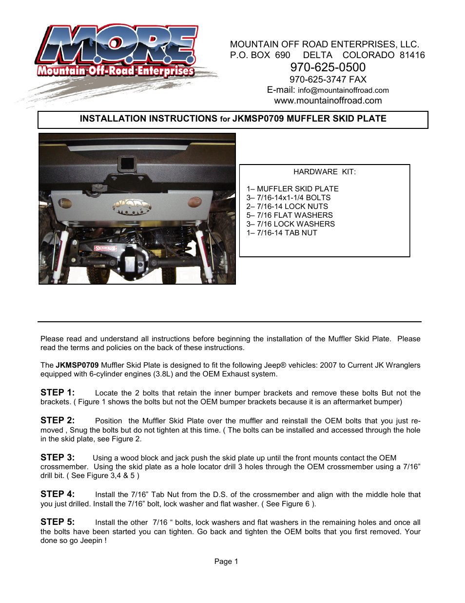 Mountain Off Road JKMSP0709 User Manual | 3 pages