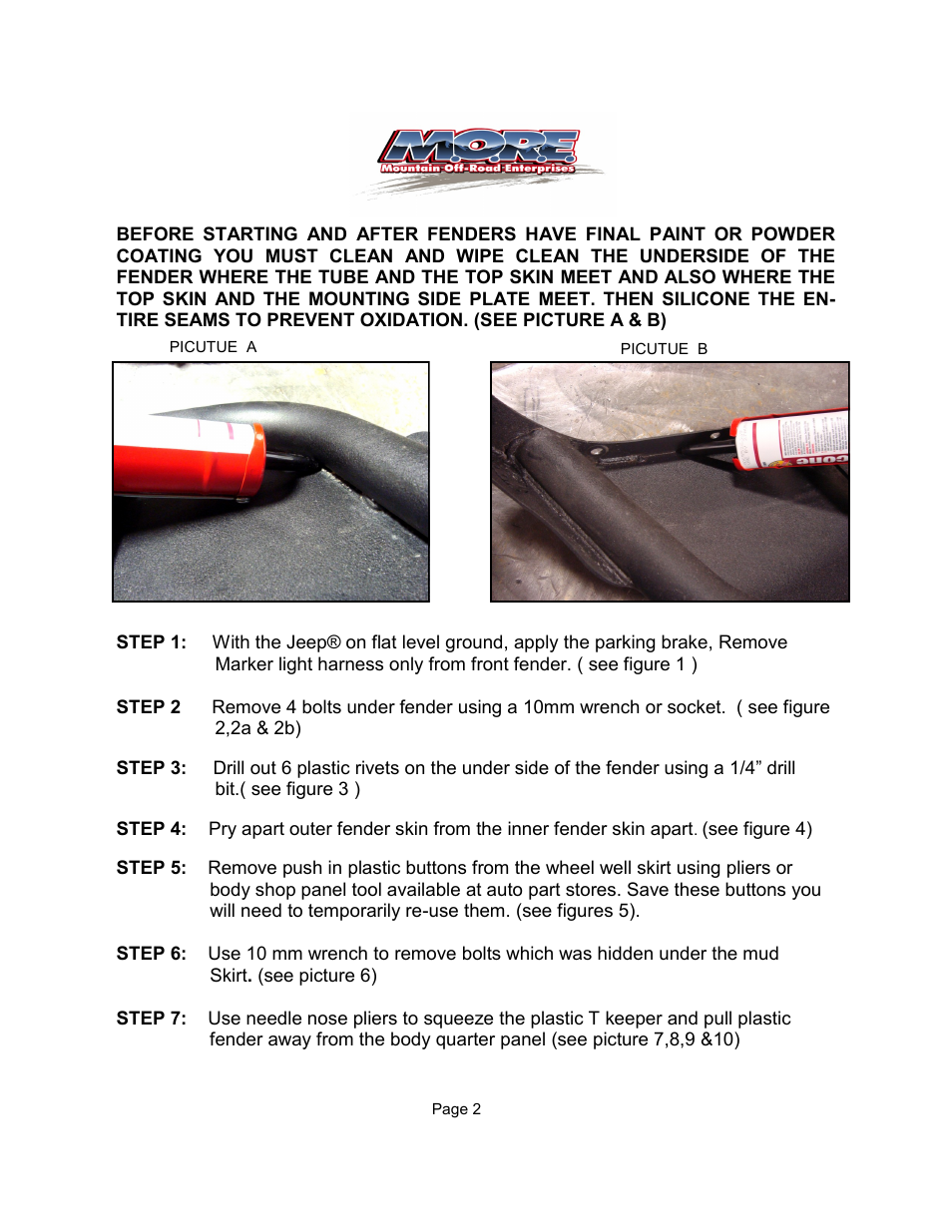 Mountain Off Road JKTFF User Manual | Page 2 / 12