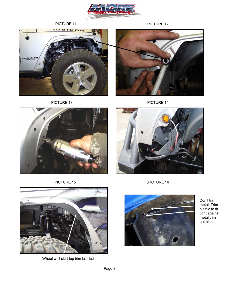 Mountain Off Road JKTFF User Manual | Page 8 / 12