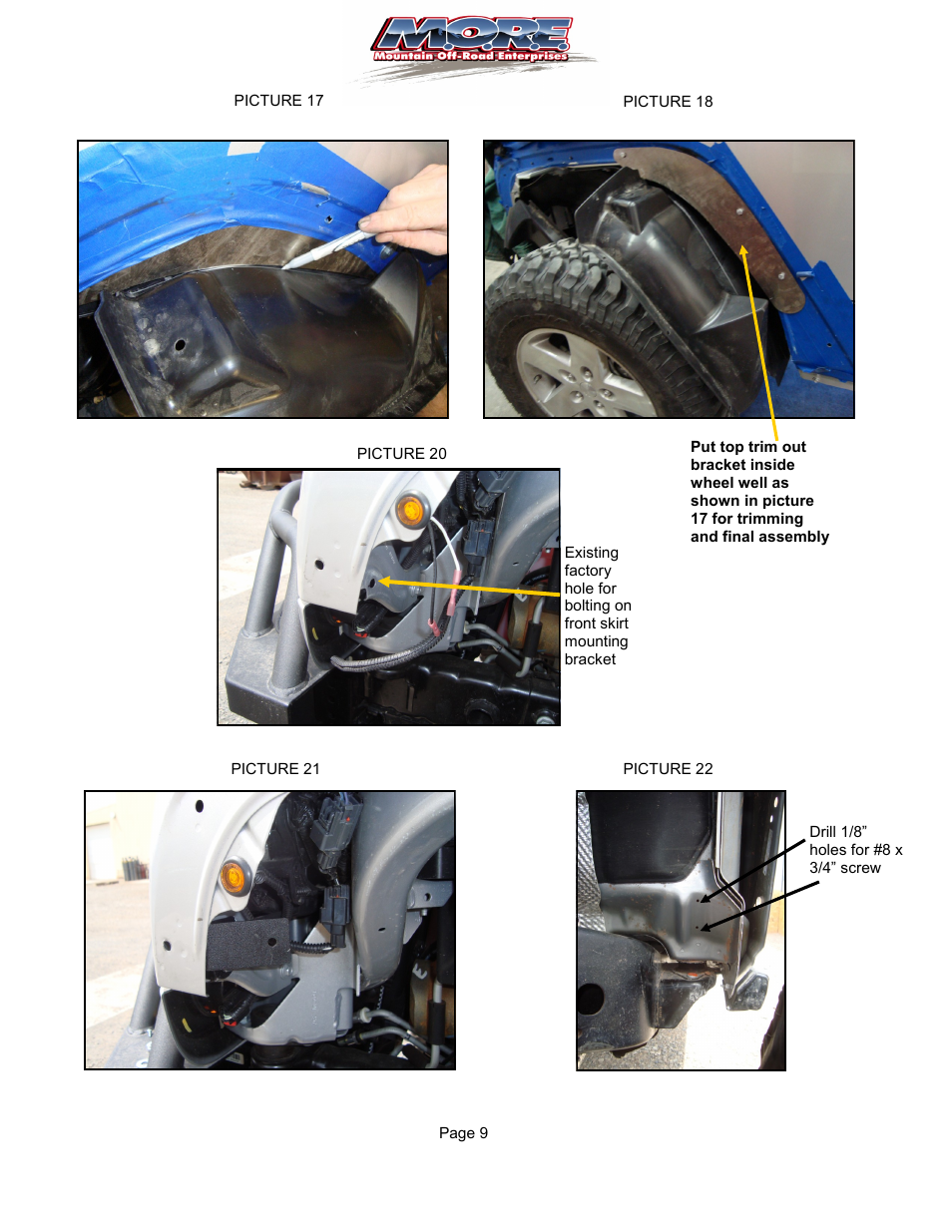 Mountain Off Road JKTFF User Manual | Page 9 / 12