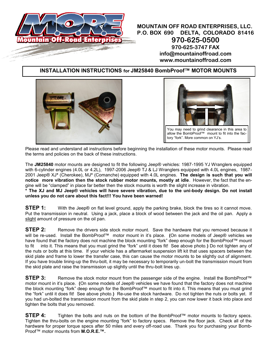 Mountain Off Road JM25840 User Manual | 2 pages