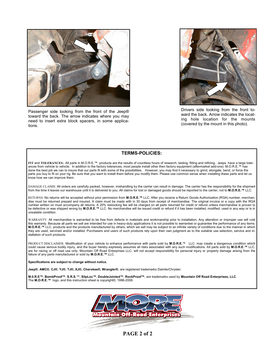 Page 2 of 2 | Mountain Off Road JM400 User Manual | Page 2 / 2