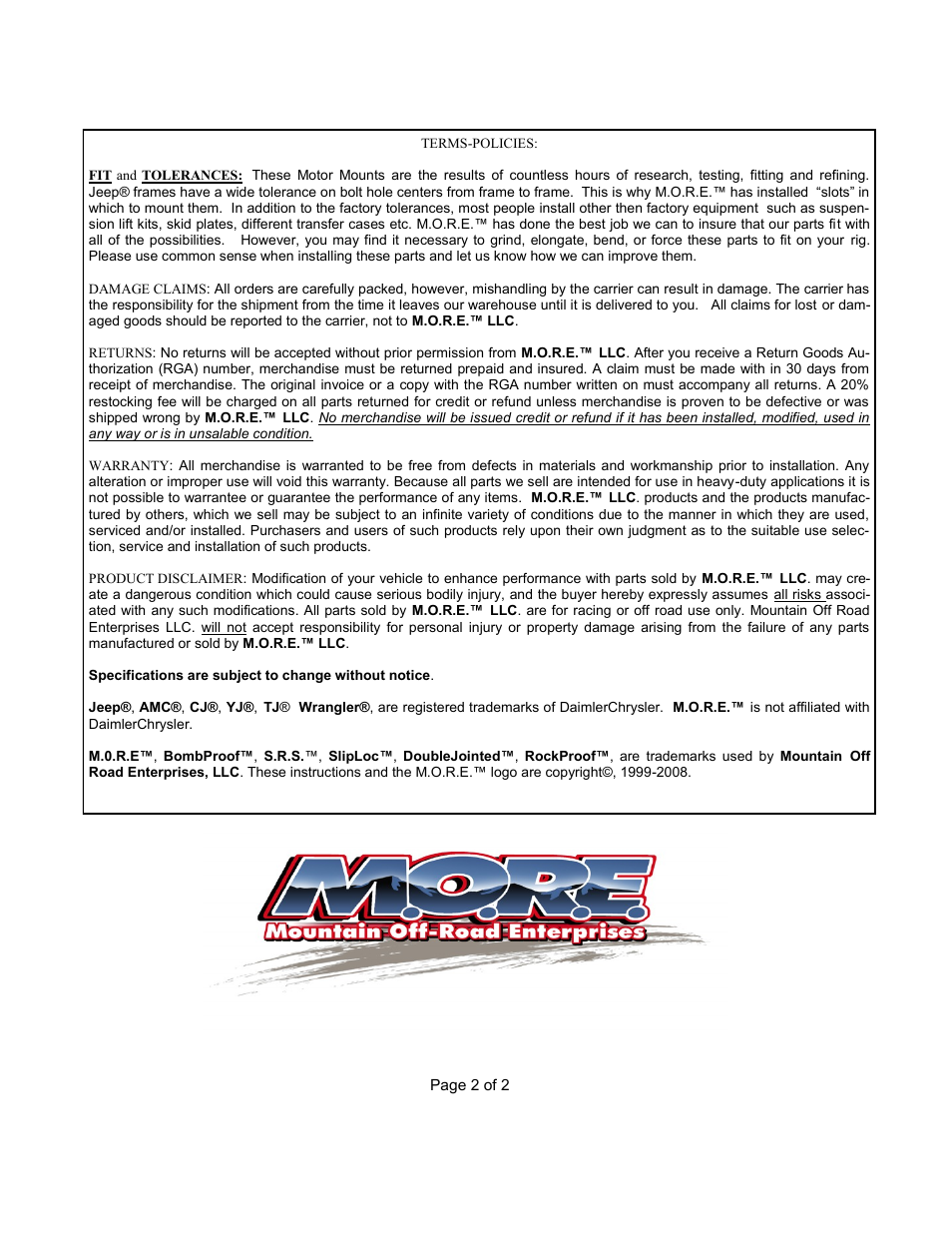 Mountain Off Road JM602 User Manual | Page 2 / 2