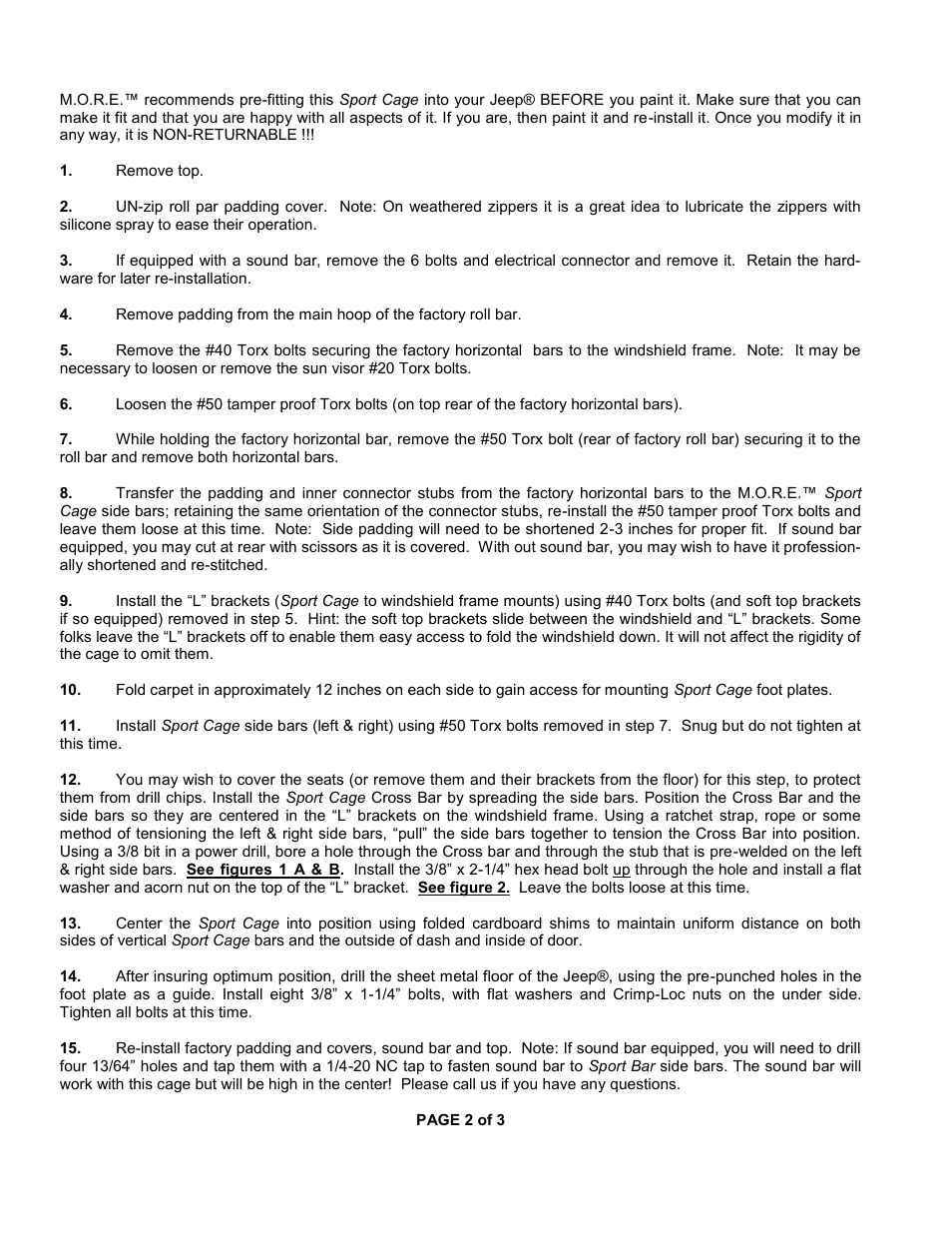 Mountain Off Road WCK100 User Manual | Page 2 / 3