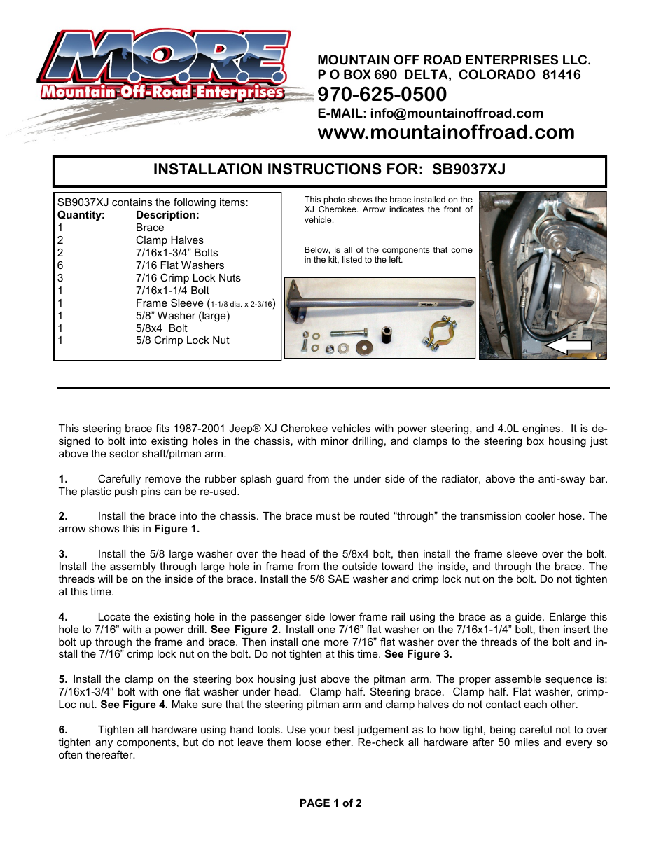 Mountain Off Road SB9037XJ User Manual | 2 pages