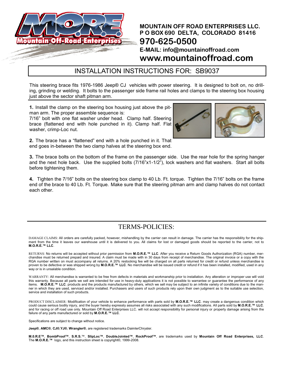 Mountain Off Road SB9037 User Manual | 1 page
