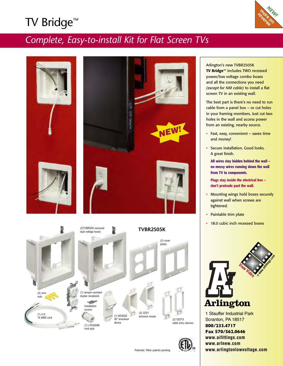 Arlington TV BRIDGE TVBR2505K User Manual | 2 pages