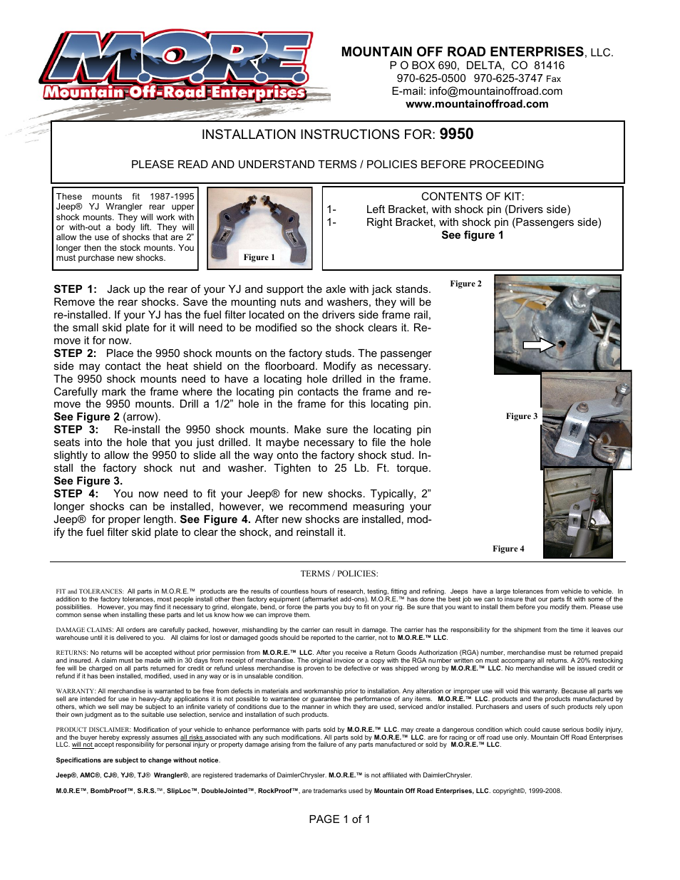 Mountain Off Road 9950 User Manual | 1 page