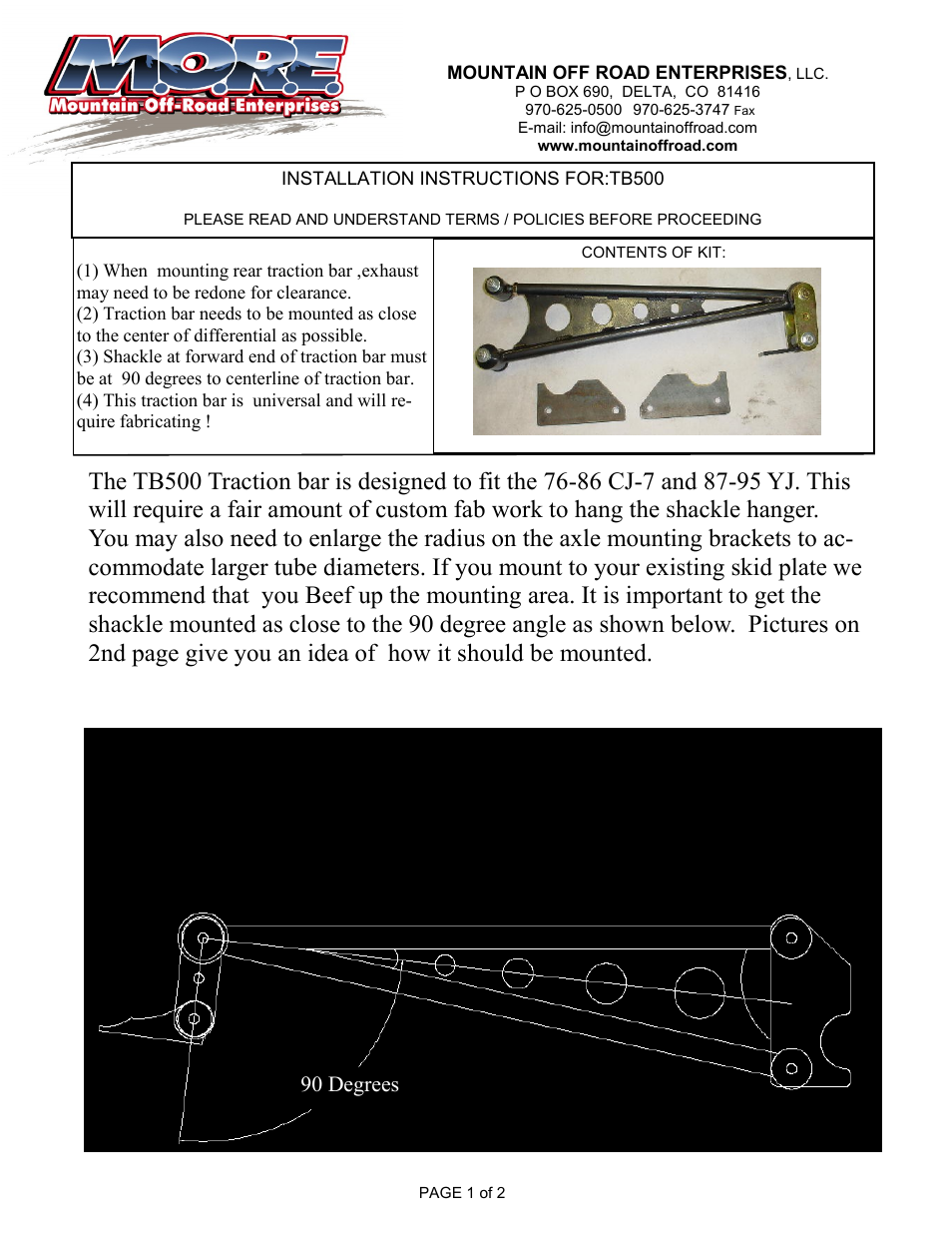 Mountain Off Road TB500 User Manual | 2 pages