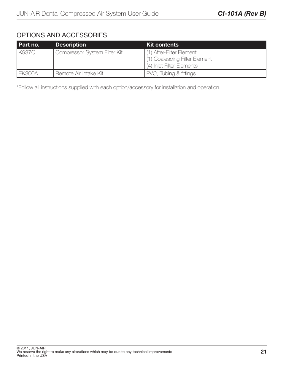 JUN-AIR JAir Dental Compressed Air System User Manual | Page 21 / 22