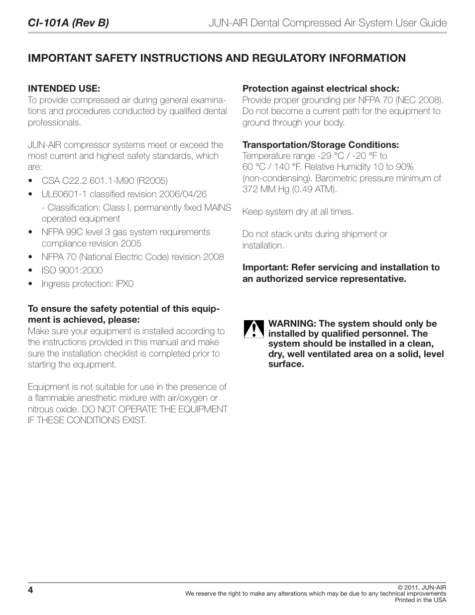JUN-AIR JAir Dental Compressed Air System User Manual | Page 4 / 22