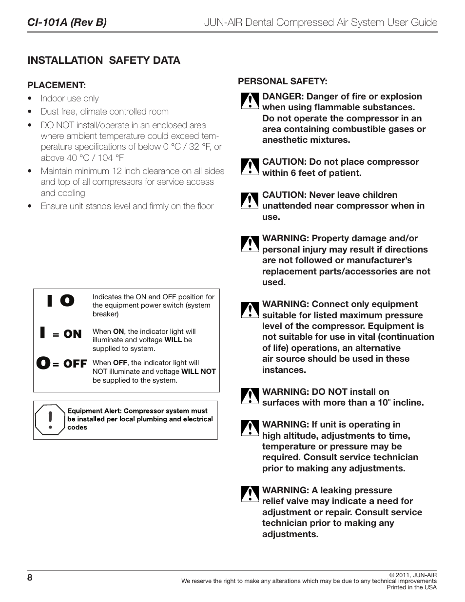 JUN-AIR JAir Dental Compressed Air System User Manual | Page 8 / 22