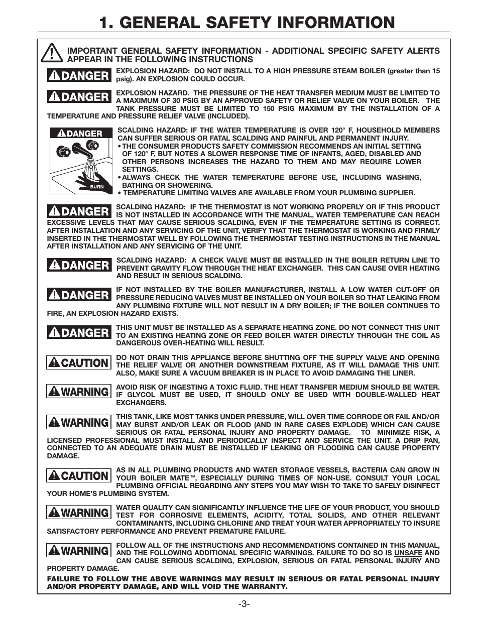 General safety information | Amtrol TD-7ZDW User Manual | Page 3 / 16