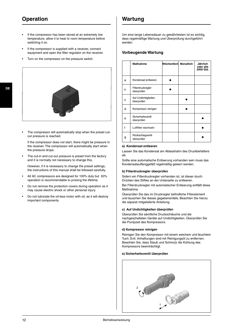 Operation, Wartung | JUN-AIR OF1202 series [no cabinet] User Manual | Page 12 / 60