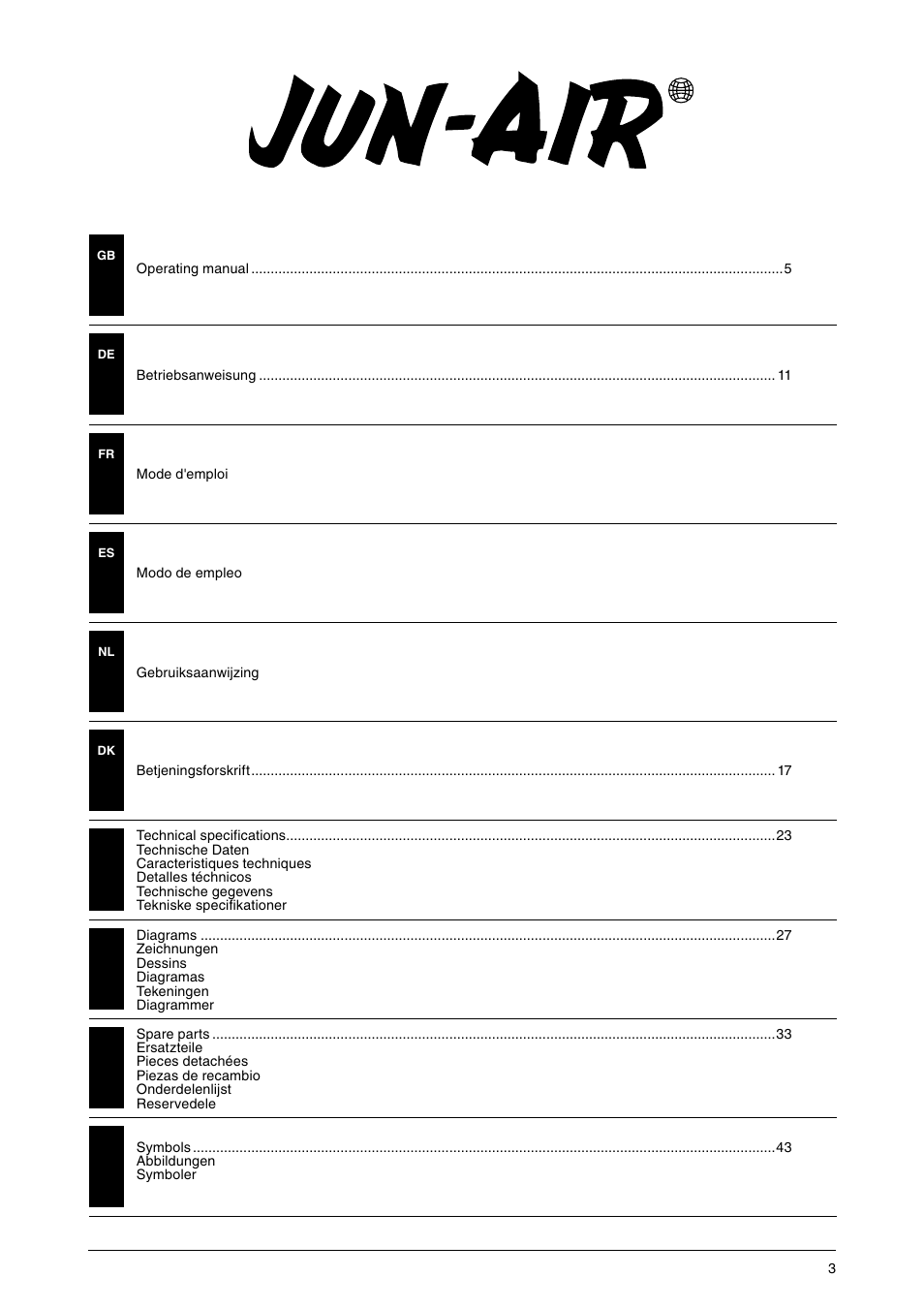 JUN-AIR OF1202 series [cabinet] User Manual | Page 3 / 44