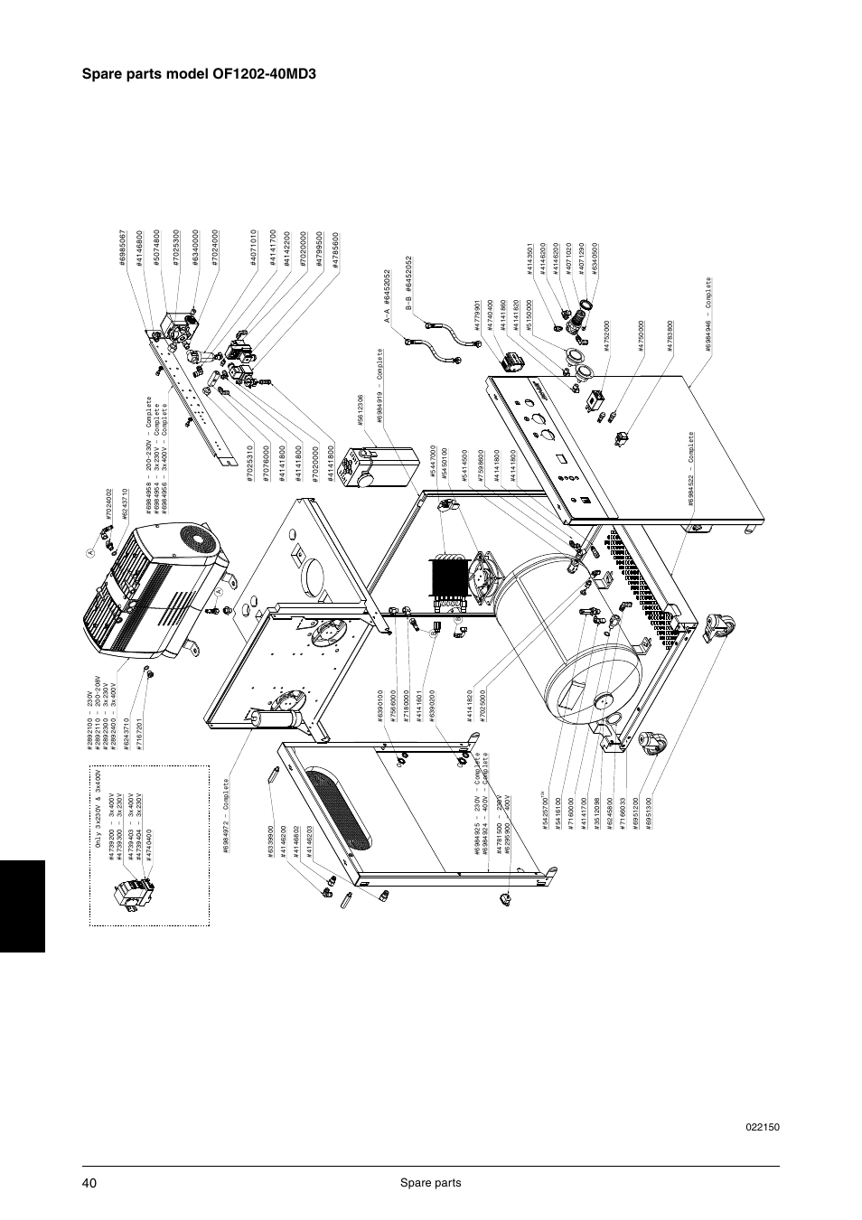 Spare parts | JUN-AIR OF1202 series [cabinet] User Manual | Page 40 / 44