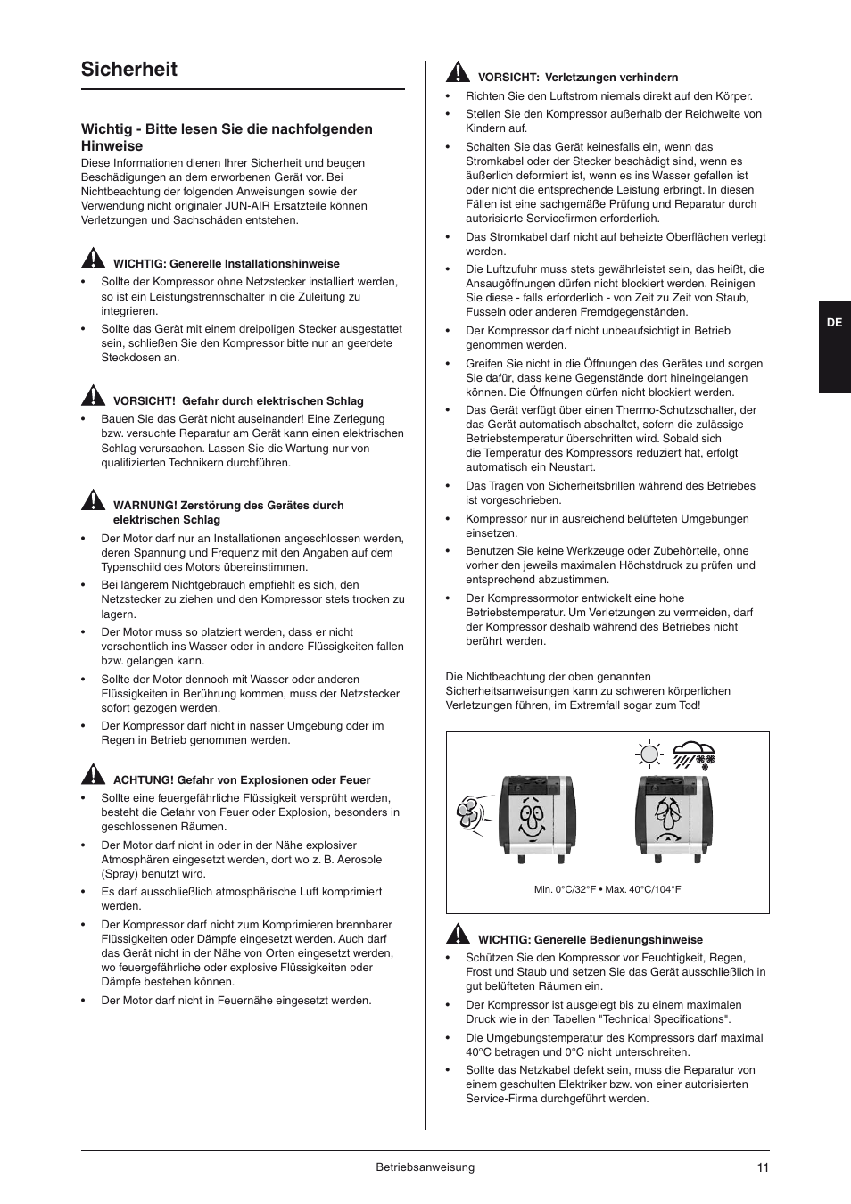 Sicherheit | JUN-AIR OF300 series [cabinet] User Manual | Page 11 / 48