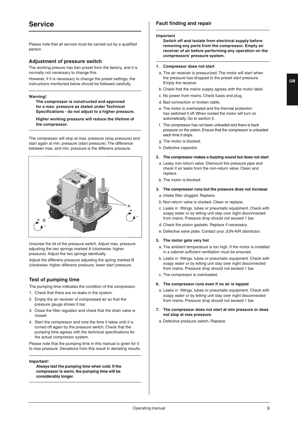 Service | JUN-AIR OF300 series [cabinet] User Manual | Page 9 / 48