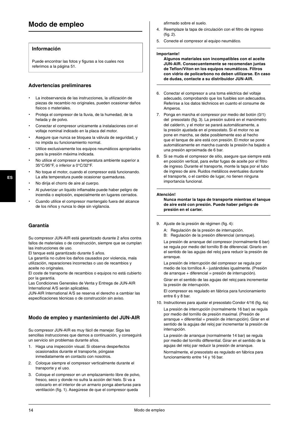 Modo de empleo | JUN-AIR 3 series User Manual | Page 14 / 52