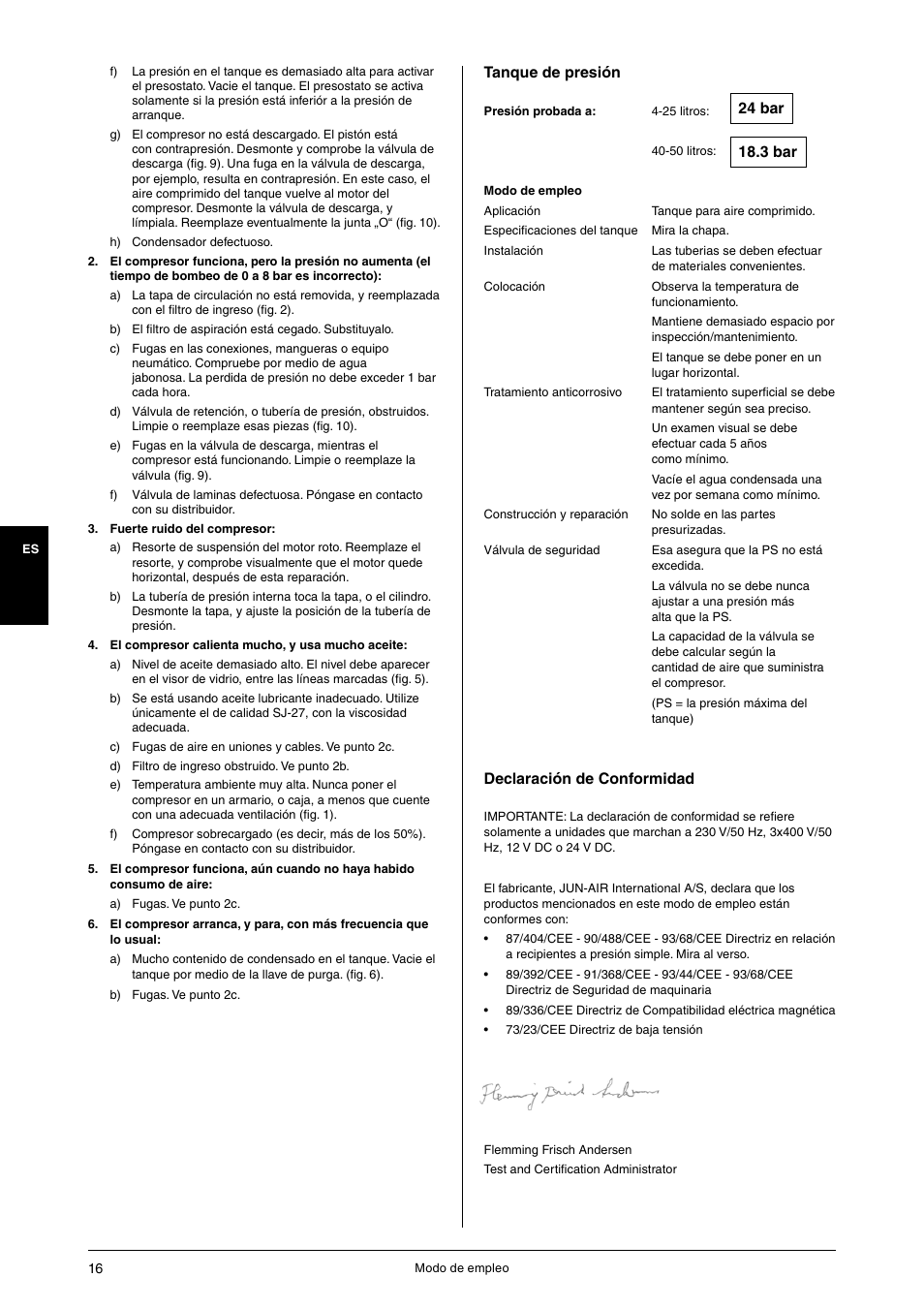 Declaración de conformidad | JUN-AIR 3 series User Manual | Page 16 / 52