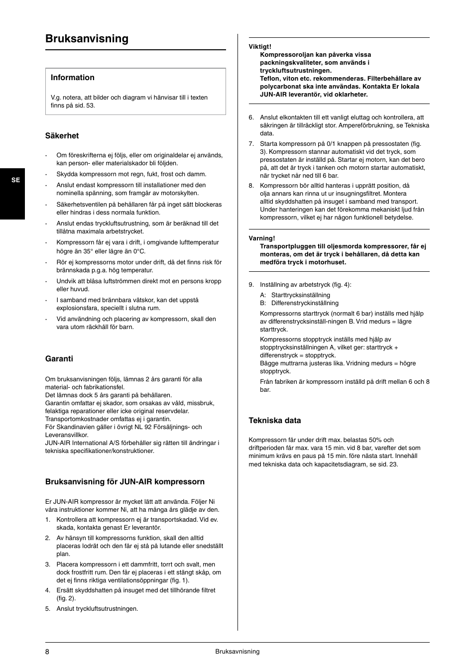 Bruksanvisning | JUN-AIR 3 series User Manual | Page 8 / 56