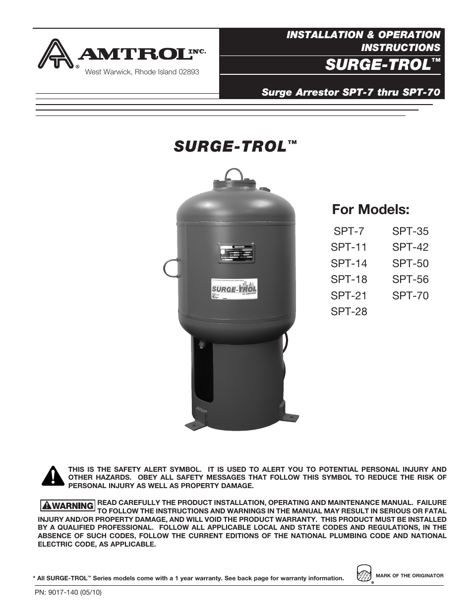 Amtrol SPT-28 User Manual | 4 pages