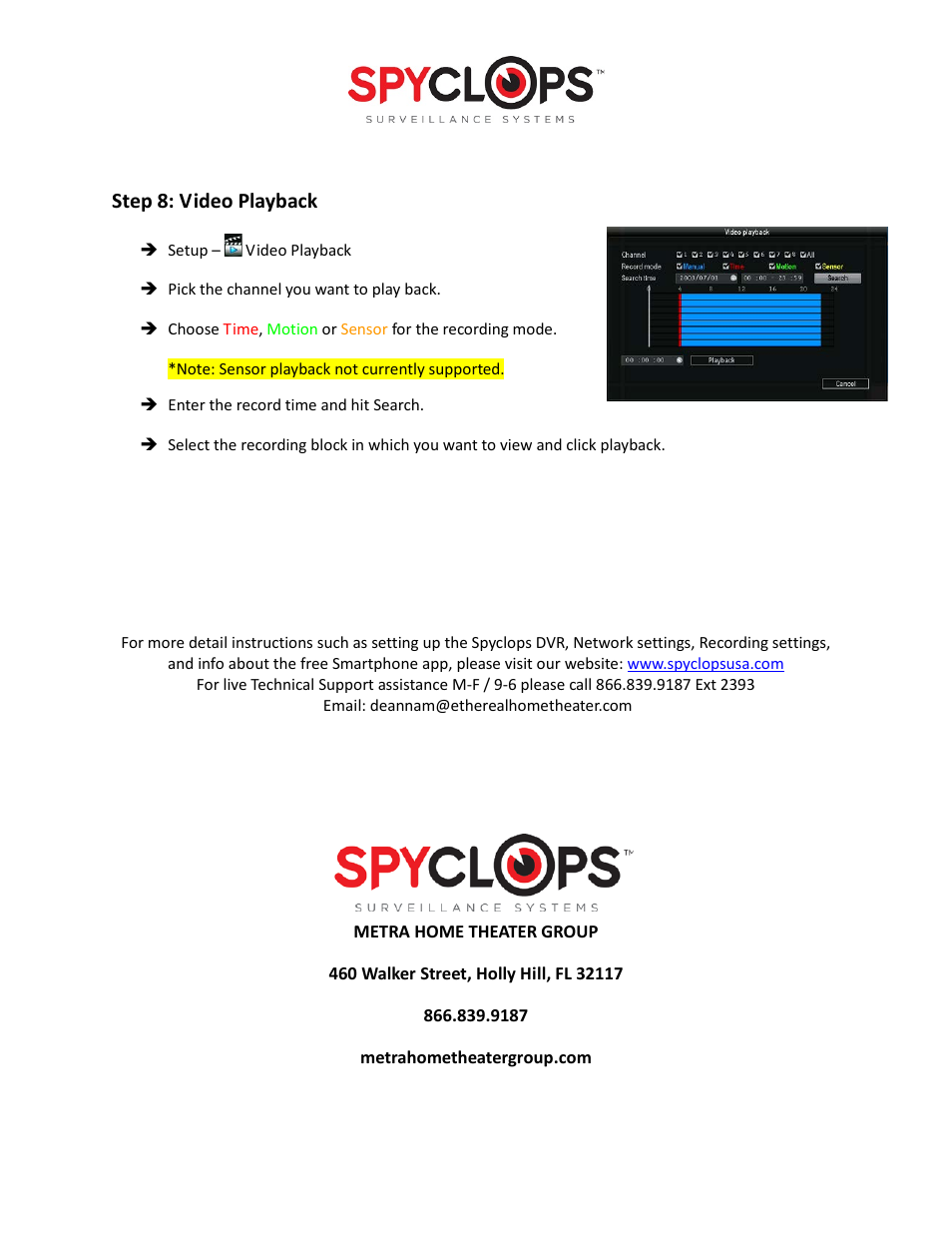 Step 8: video playback | Spyclops SPY-DVR16 Quick Start User Manual | Page 5 / 5