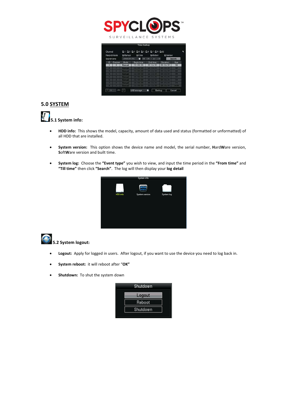 0 system | Spyclops SPY-DVR16 User Manual User Manual | Page 15 / 17