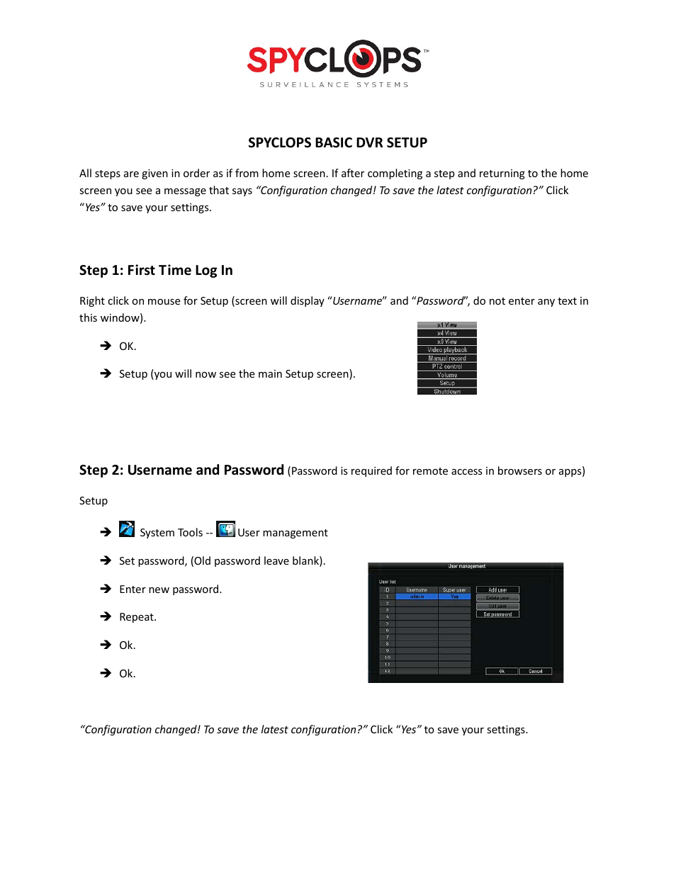 Spyclops SPY-DVR4960 Quick Start User Manual | 4 pages