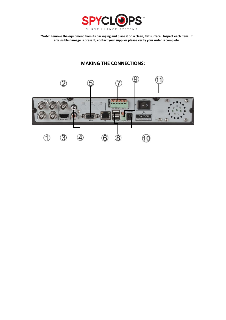 Making the connections | Spyclops SPY-DVR4960 User Manual User Manual | Page 3 / 18