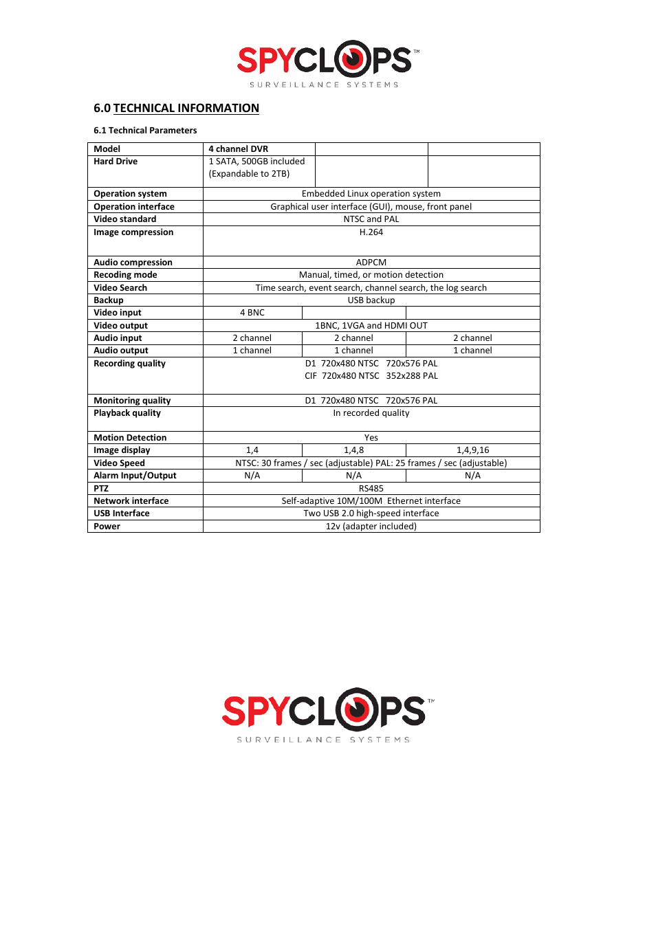 Technical information | Spyclops SPY-DVR Kit (ALL KITS) User Manual User Manual | Page 16 / 16