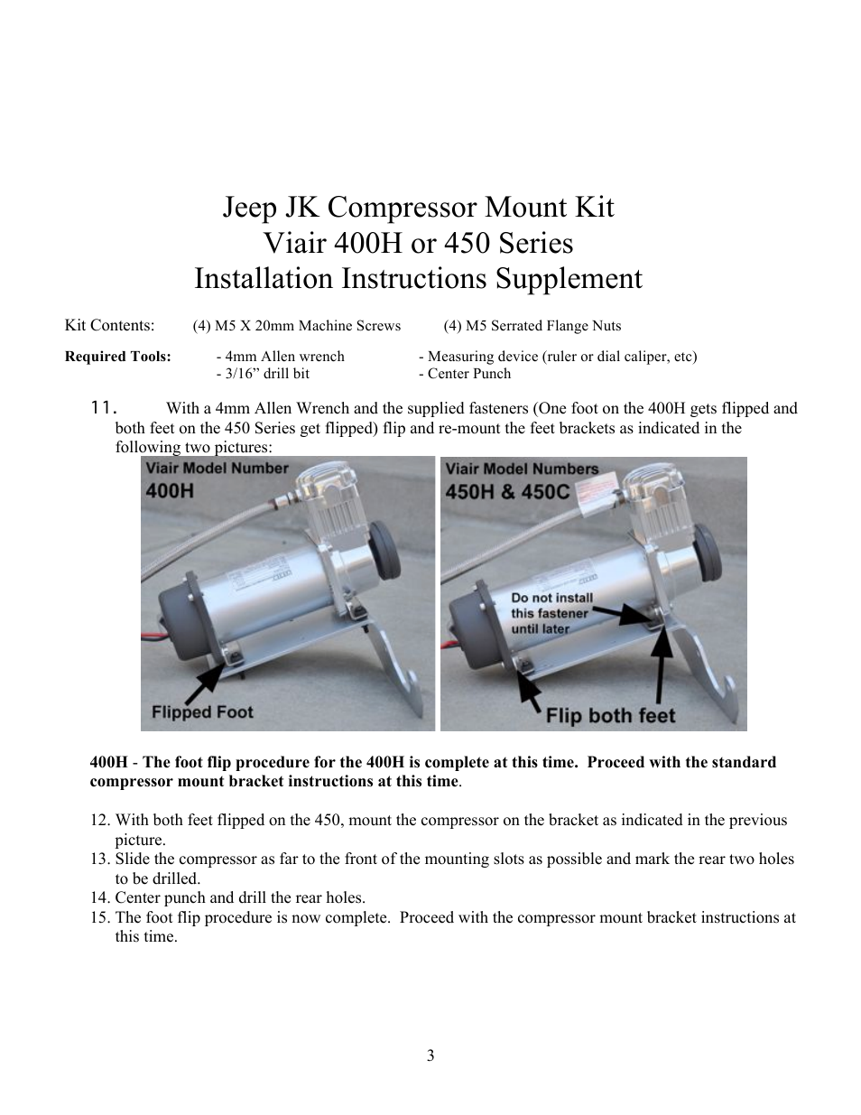 Synergy 4018 - Jeep JK Compressor Mount User Manual | Page 3 / 3