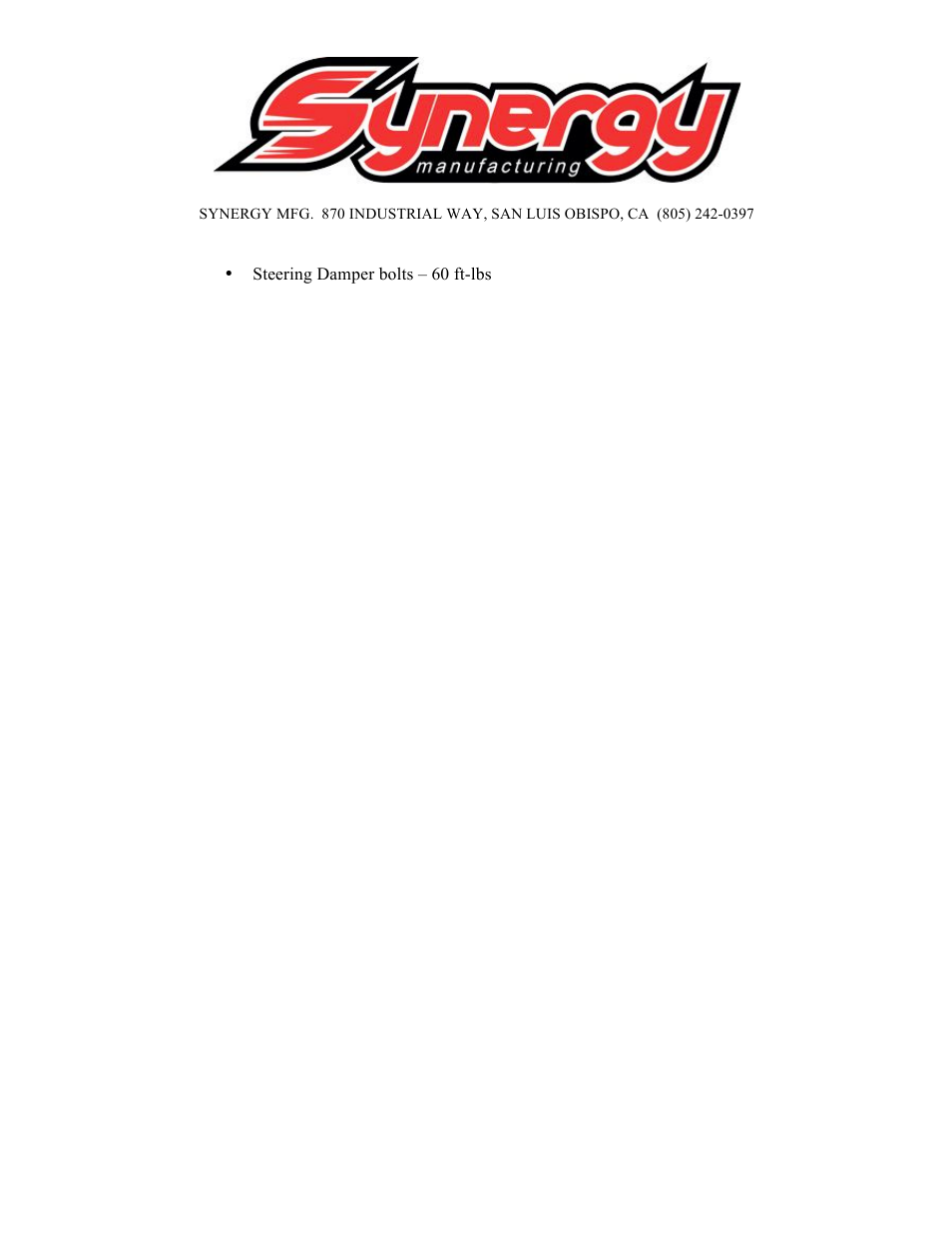 Synergy 4124 - Heavy Duty Ball Joints User Manual | Page 2 / 2