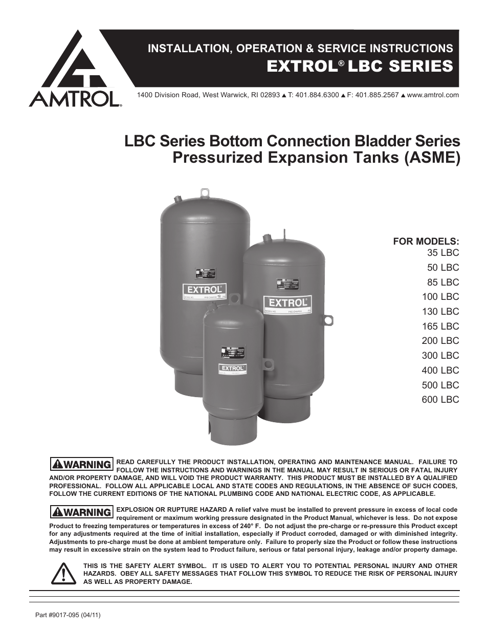 Amtrol EXTROL 500 LBC User Manual | 4 pages