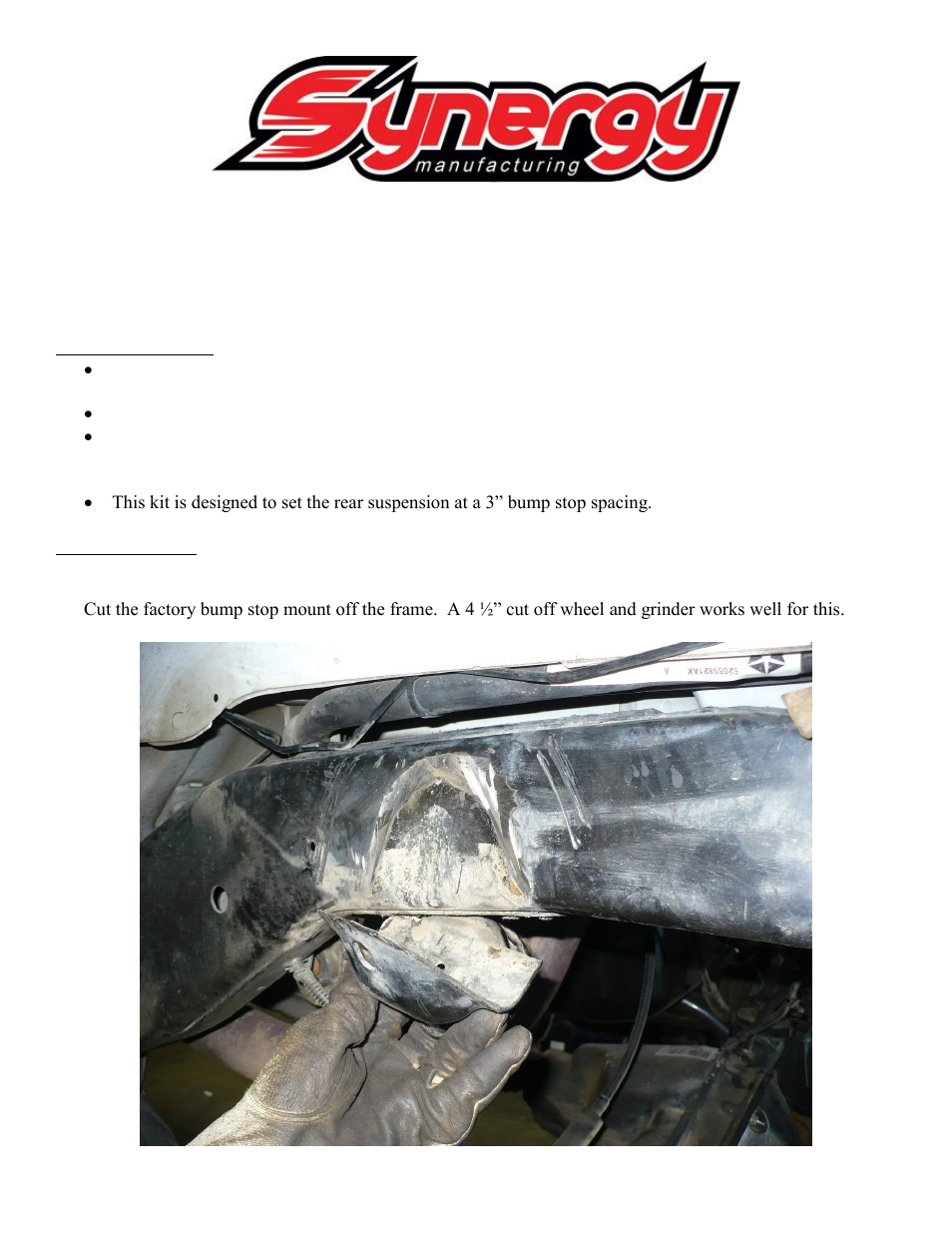 Synergy 5014-A - Jeep JK Rear Air Bump Kit User Manual | 10 pages