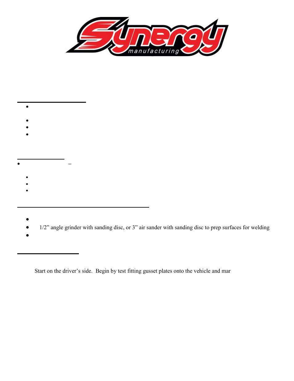 Synergy 5022-02 - Jeep JK Frame Side RLCA Gusset Kit User Manual | 12 pages