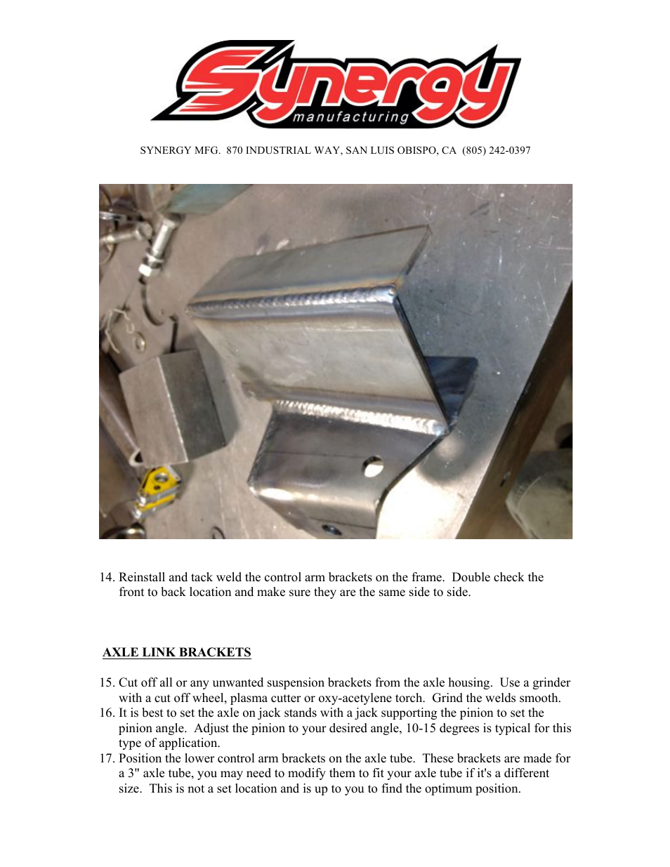 Synergy 5052 - Rear 4 Link Kit (Bronco, Jeep CJ, TJ, YJ, Universal) User Manual | Page 5 / 10